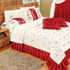 Cobre Leito Queen Vermelho Seda Amassada 7 Peças Com Almofada