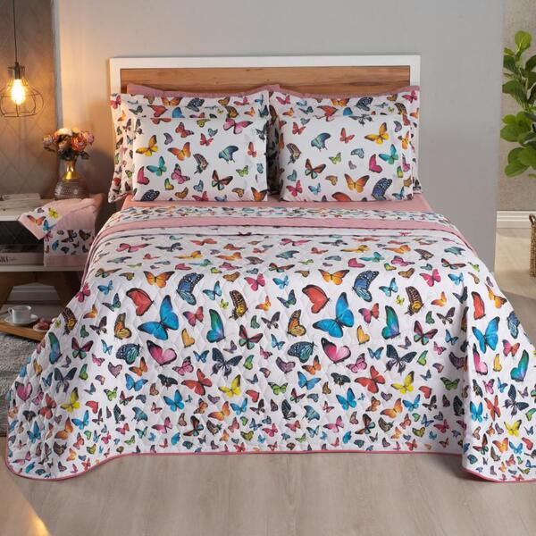 Cobre Leito Queen Viena Percal 200 Fios 3 Peças - Estampa Bor