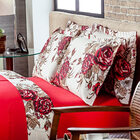 Cobre Leito Siena Floral Vermelho Dupla Face Queen 03 Peças -