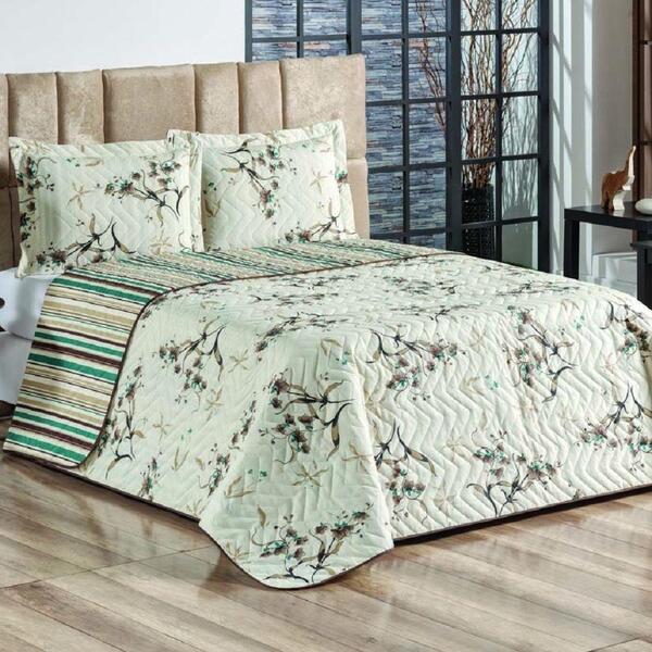 Cobre Leito Solteiro Alecrim Percal 2 Peças - Verde