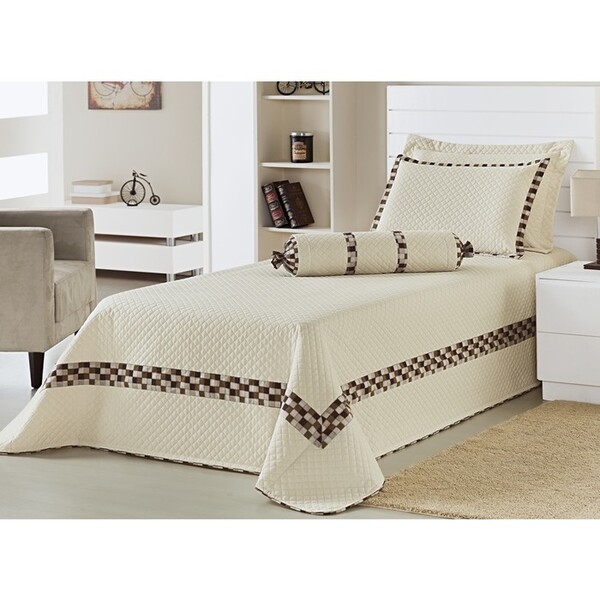 Cobre Leito Solteiro Bege Thierry 4 Peças