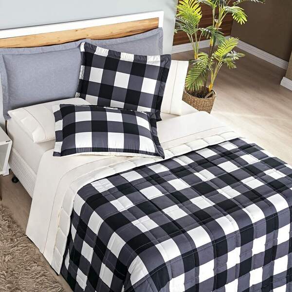 Cobre Leito Solteiro Ivy Micropercal 200fios 2pç Preto