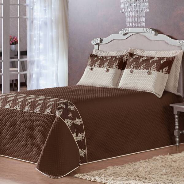 Cobre Leito Solteiro Jurere Micropercal 3 Peças - Tabaco