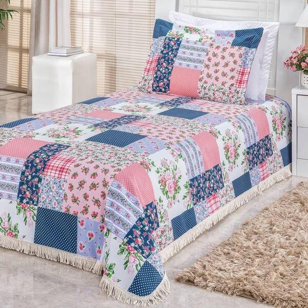 Cobre Leito Solteiro La Bella 02 Peças Rosa