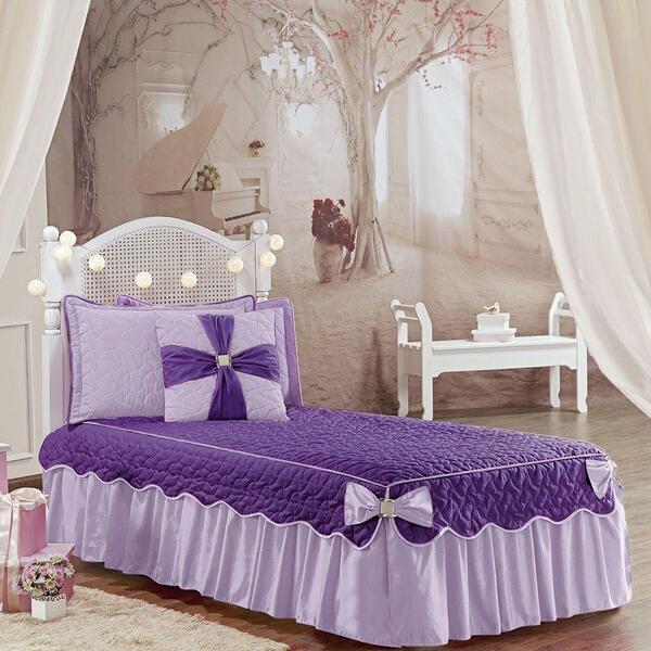 Cobre Leito Solteiro Laura Lacinhos Meninas Tecido Micro Fibr