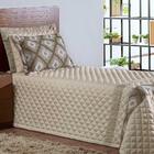 Cobre Leito Solteiro Matelado 4 Peças Cáqui E Bege