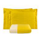 Cobre Leito Solteiro Mostarda Dupla Face 1,75m X 2,45m 2 Peças