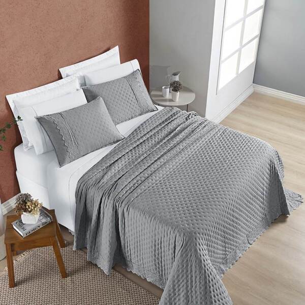 Cobre Leito Solteiro Nobless 200 Fios 2 Peças - Grafite