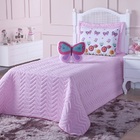 Cobre Leito Solteiro Primavera 3pçs Menina Borboleta Rosa