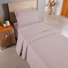 Cobre Leito Solteiro Rosê Dupla Face Matelado Kit 2 Pçs