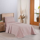 Cobre Leito Solteiro Rosê Dupla Face Matelado Kit 2 Pçs