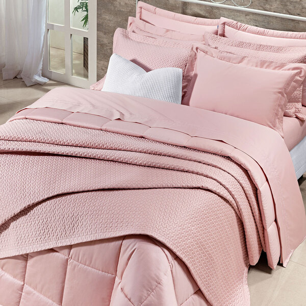 Cobre Leito Super King 400 Fios Egípcio 100% Algodão Rosa 3 P