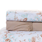 Cobre Leito Super King Floral Bege 200 Fios 100% Algodão + Jo