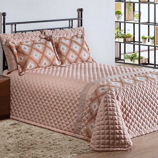 Cobre Leito Supreme Solteiro Jacquard 3 Peças - Rosê