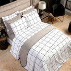 Cobre Leito Tamanho King Size Estampado Branco Quadriculado 3