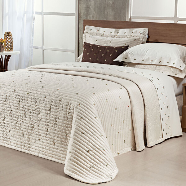 Cobre Leito Tamanho Super King Bege Micro Percal Peletizado 4