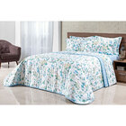 Cobre Leito Tamanho Super King Floral Azul 200 Fios 100% Algo