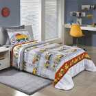 Cobre Leito Tecebem Casal Malha Caminhão Estampado Lyon Cinza