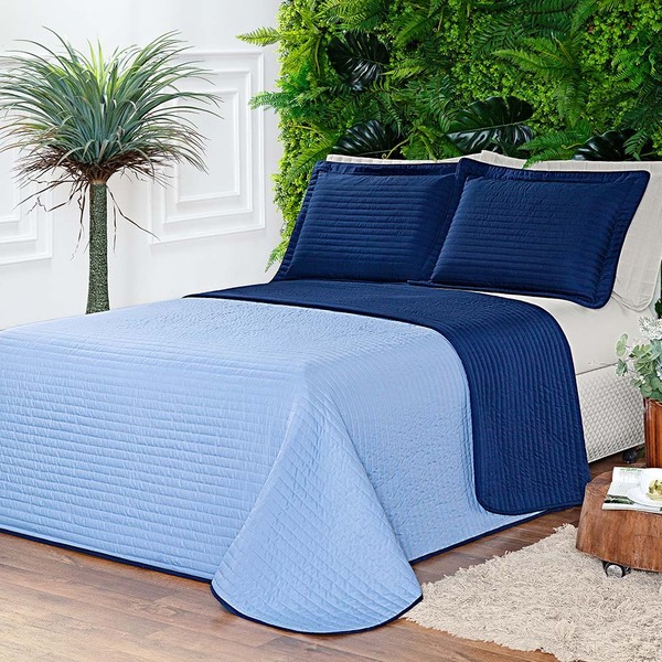 Cobre Leito Viena Solteiro Dupla Face 2 Peças - Marinho