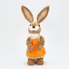 Coelha De Páscoa Decoração Em Palha Coelhinha De Avental 36cm