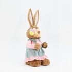 Coelha De Páscoa Decoração Em Palha Coelhinha De Festa 46cm