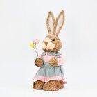 Coelha De Páscoa Decoração Em Palha Coelhinha De Festa 46cm