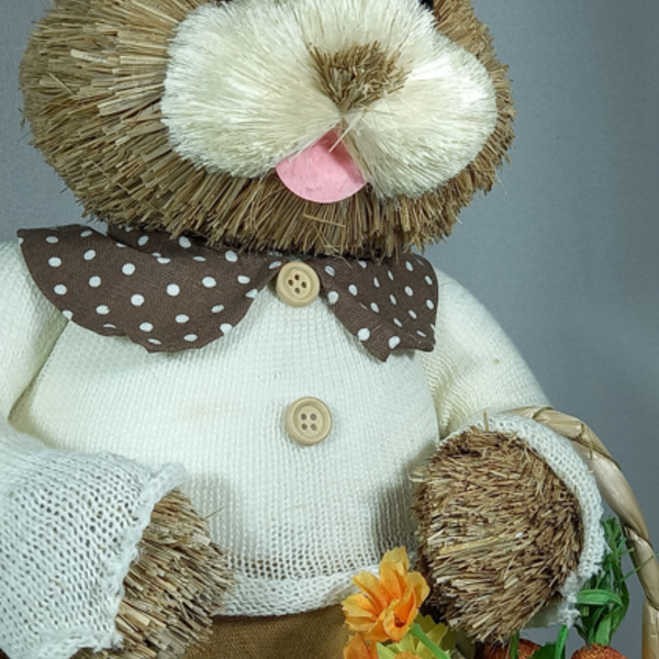 Coelha Em Pé De Palha Com Cesto 60cm