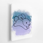 Coelho Azul Animais Colorido Infantil Quadro Canvas 120x80cm