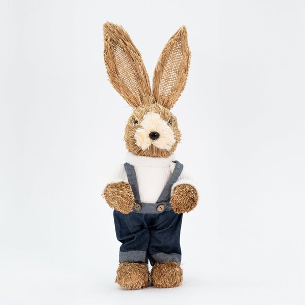 Coelho De Páscoa Coelhinho Decoração Em Palha 39cm