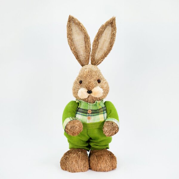 Coelho De Páscoa Decoração Coelhinho Verde Em Palha 60cm