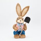 Coelho De Páscoa Decoração Em Palha Coelhinho Com Pá 48cm