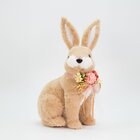 Coelho De Páscoa Decoração Enfeite Coelhinho Bege Sentado 37cm