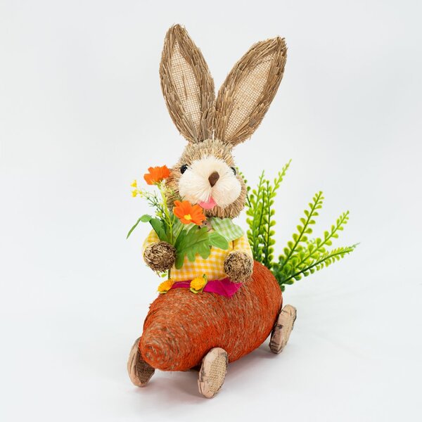 Coelho De Páscoa Enfeite Decorativo Coelhinho Carro De Cenour