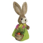 Coelho Fêmea De Palha Páscoa Decoração Enfeite Coelhinho 34cm