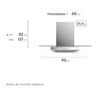 Coifa de Ilha 90cm Inox com Vidro 5 e 6 Bocas com Luz de Led 220V Efficient CE9IX Electrolux