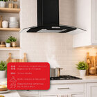 Coifa De Parede 60cm Vidro Curvo Duto Slim Fogatti Black