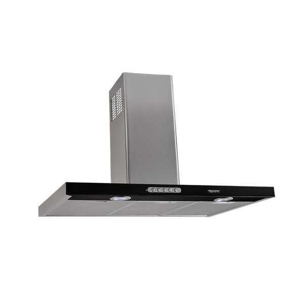 Coifa De Parede Retangular 75cm Slim Terim Preto Com Inox