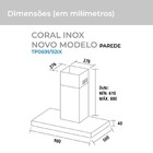 Coifa de Parede Suggar 90cm Inox 5 e 6 Bocas Coral TP0691IX 127V 110V