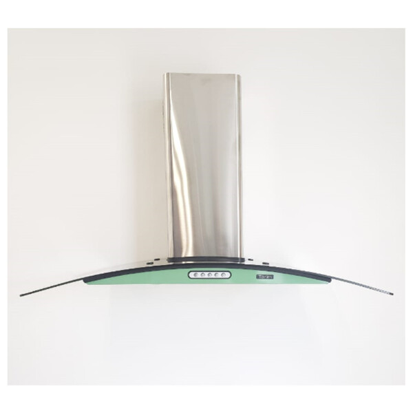 Coifa De Parede Terim Vidro Curvo Verde Cha Inox 90 Cm