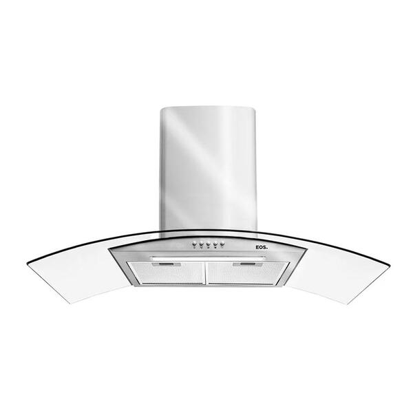 Coifa E Depurador De Parede Inox Com Vidro Curvo 90cm Eco90pv