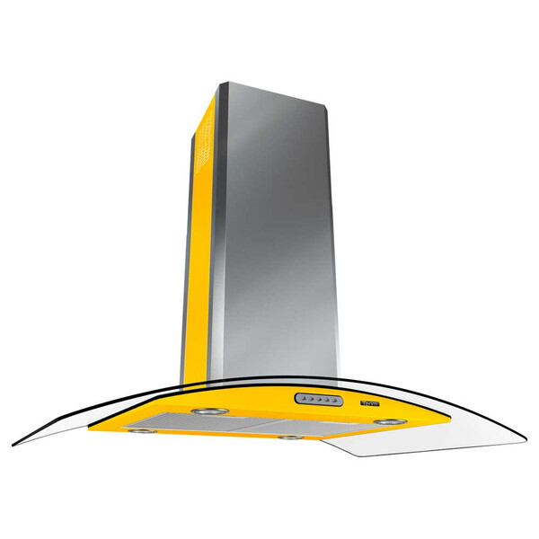 Coifa Ilha Terim 75cm Vidro Curvo Amarelo Com Inox