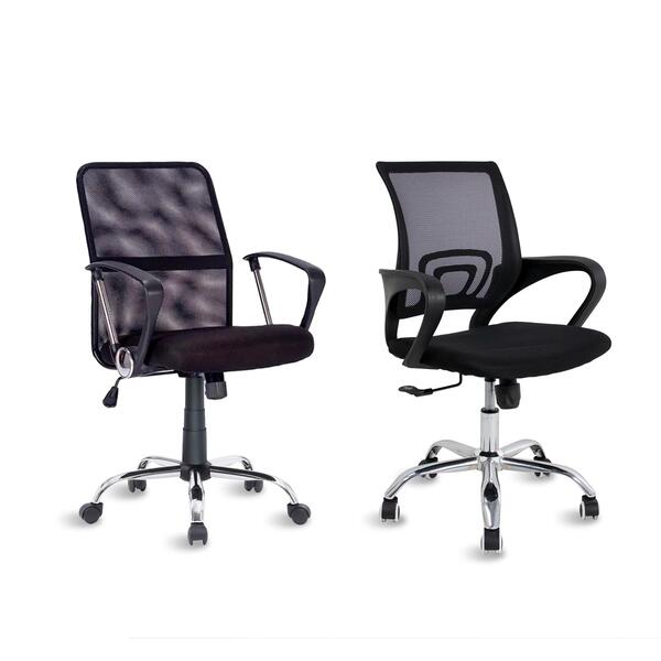 Cojunto Cadeira Diretor Encosto Telado 2 Peças Preta Healer