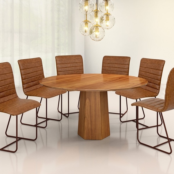 Cojunto Italia Red 6 Cadeiras 1 Mesa Roraima 135cm Bm Tubular