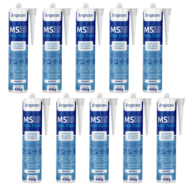 Cola Fixa Tudo MS35 Selante Branco Adesivo Aracon Kit 10 Uni