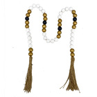 Colar Decorativo De Mesa Madeira Branco E Dourado 100cm Hd302