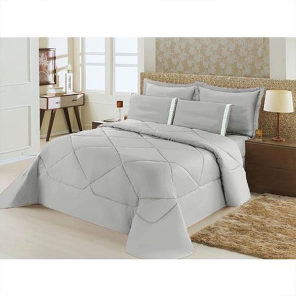 Colcha 6 Peças Agrádavel Dupla Face Casal Queen Casen Cinza