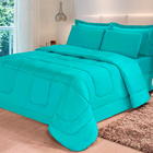 Colcha 6 Peças Elegance Dupla Face Casal Queen Cotex Turquesa