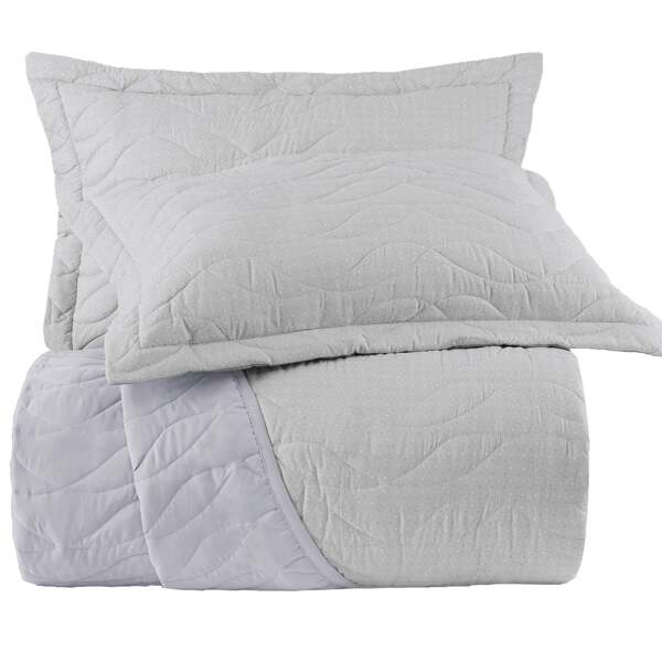 Colcha Altenburg Toque Acetinado Cinza Gris - Casal