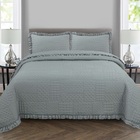 Colcha Babado King Fluffy 3pçs 100% Poliéster - Cinza