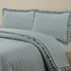 Colcha Babado King Fluffy 3pçs 100% Poliéster - Cinza